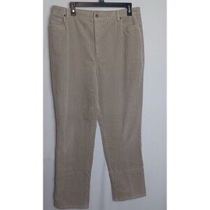 Valerie Stevens Casual Beige Corduroy Pants Size 14 Straight Leg Stretch Jeans